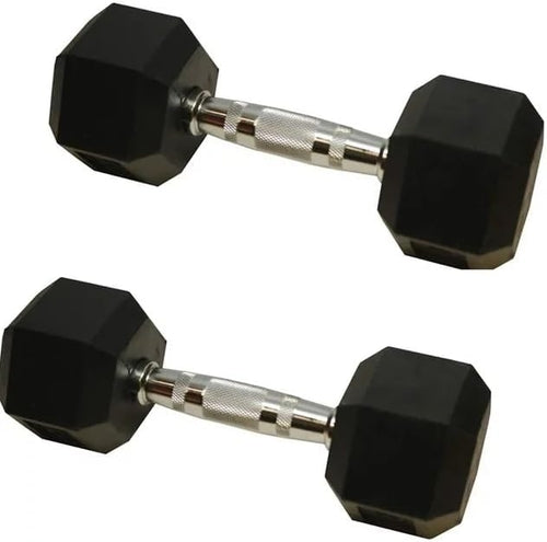 Amber Fight Gear Rubber Encased Hex Dumbbell Weights with Metal