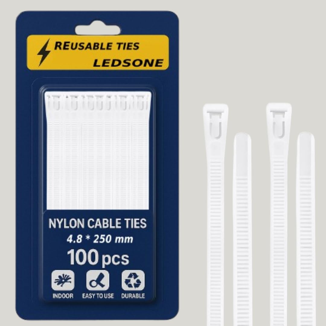 100 Reusable Cable Ties Heavy Duty 250mm X 4.8mm ~6368-6