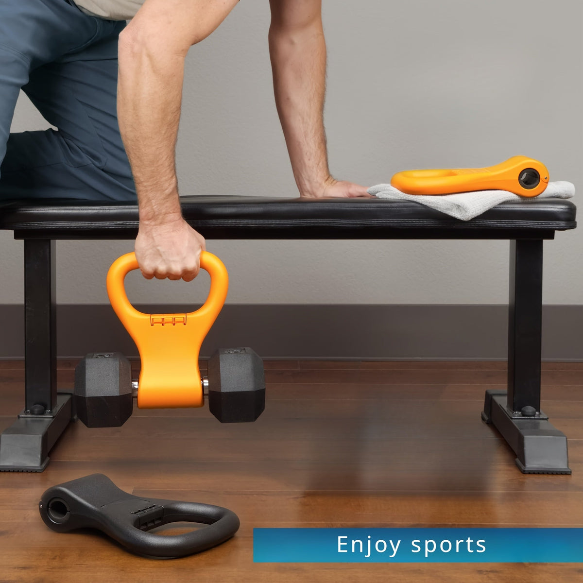 1Pc Fitness Adjustable Kettlebell Grip - Portable Weightlifting Handle(Orange)-4