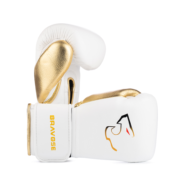 Elite Pro 2.0 Velcro Boxing Gloves - White Gold-0